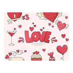 Hand Drawn Valentines Day Element Collection Two Sides Premium Plush Fleece Blanket (mini) by Bedest