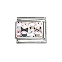 Cute Cat Couple Seamless Pattern Cartoon Italian Charm (9mm) by Bedest