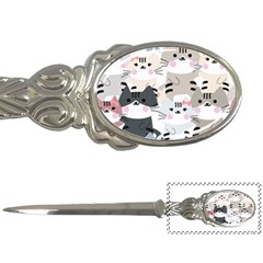 Cute Cat Couple Seamless Pattern Cartoon Letter Opener by Bedest