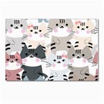 Cute Cat Couple Seamless Pattern Cartoon Postcards 5  x 7  (Pkg of 10) Front