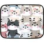 Cute Cat Couple Seamless Pattern Cartoon Two Sides Fleece Blanket (Mini) 35 x27  Blanket Front