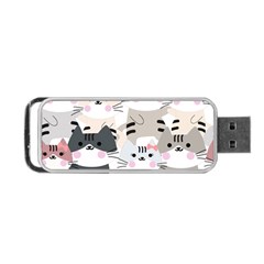 Cute Cat Couple Seamless Pattern Cartoon Portable Usb Flash (one Side) by Bedest