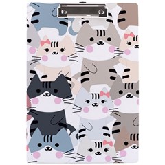 Cute Cat Couple Seamless Pattern Cartoon A4 Acrylic Clipboard by Bedest