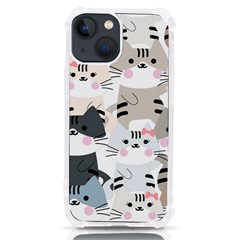 Cute Cat Couple Seamless Pattern Cartoon Iphone 13 Mini Tpu Uv Print Case by Bedest