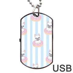 French Bulldog Dog Seamless Pattern Dog Tag Usb Flash (two Sides) by Bedest