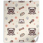 Pug Dog Cat With Bone Fish Bones Paw Prints Ball Seamless Pattern Vector Background Canvas 20  x 24  19.57 x23.15  Canvas - 1