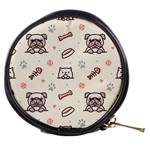 Pug Dog Cat With Bone Fish Bones Paw Prints Ball Seamless Pattern Vector Background Mini Makeup Bag Front