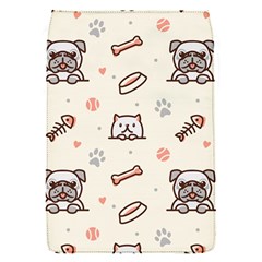 Pug Dog Cat With Bone Fish Bones Paw Prints Ball Seamless Pattern Vector Background Removable Flap Cover (s) by Bedest