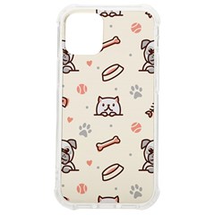 Pug Dog Cat With Bone Fish Bones Paw Prints Ball Seamless Pattern Vector Background Iphone 12 Mini Tpu Uv Print Case	