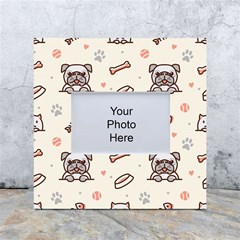 Pug Dog Cat With Bone Fish Bones Paw Prints Ball Seamless Pattern Vector Background White Box Photo Frame 4  X 6  by Bedest