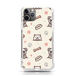 Pug Dog Cat With Bone Fish Bones Paw Prints Ball Seamless Pattern Vector Background iPhone 11 Pro 5.8 Inch TPU UV Print Case Front