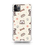 Pug Dog Cat With Bone Fish Bones Paw Prints Ball Seamless Pattern Vector Background iPhone 11 Pro Max 6.5 Inch TPU UV Print Case Front