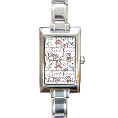 Cute Cat Chef Cooking Seamless Pattern Cartoon Rectangle Italian Charm Watch by Bedest