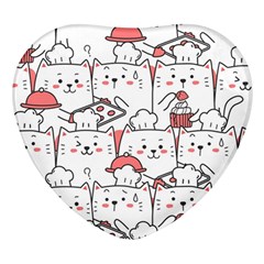 Cute Cat Chef Cooking Seamless Pattern Cartoon Heart Glass Fridge Magnet (4 Pack) by Bedest