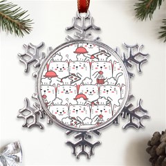 Cute Cat Chef Cooking Seamless Pattern Cartoon Metal Large Snowflake Ornament by Bedest