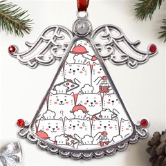 Cute Cat Chef Cooking Seamless Pattern Cartoon Metal Angel With Crystal Ornament by Bedest