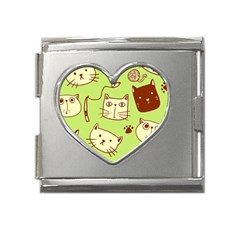 Cute Hand Drawn Cat Seamless Pattern Mega Link Heart Italian Charm (18mm) by Bedest