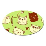 Cute Hand Drawn Cat Seamless Pattern Oval Magnet Front