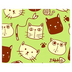 Cute Hand Drawn Cat Seamless Pattern Two Sides Premium Plush Fleece Blanket (medium) by Bedest