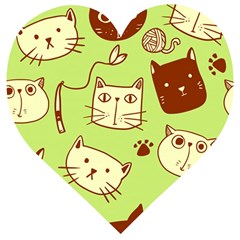 Cute Hand Drawn Cat Seamless Pattern Wooden Puzzle Heart by Bedest