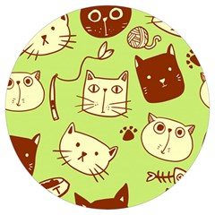 Cute Hand Drawn Cat Seamless Pattern Round Trivet by Bedest