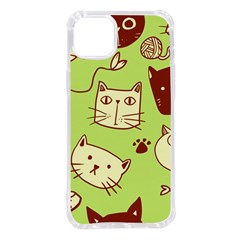 Cute Hand Drawn Cat Seamless Pattern Iphone 14 Plus Tpu Uv Print Case by Bedest