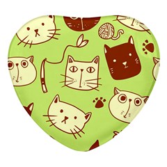 Cute Hand Drawn Cat Seamless Pattern Heart Glass Fridge Magnet (4 Pack) by Bedest