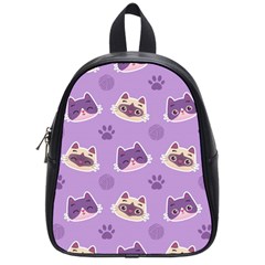 Cute Colorful Cat Kitten With Paw Yarn Ball Seamless Pattern School Bag (small) by Bedest