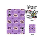 Cute Colorful Cat Kitten With Paw Yarn Ball Seamless Pattern Playing Cards 54 Designs (Mini) Front - Spade2