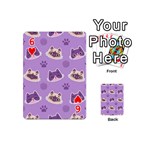 Cute Colorful Cat Kitten With Paw Yarn Ball Seamless Pattern Playing Cards 54 Designs (Mini) Front - Heart6