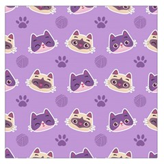 Cute Colorful Cat Kitten With Paw Yarn Ball Seamless Pattern Square Satin Scarf (36  X 36 ) by Bedest