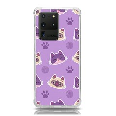 Cute Colorful Cat Kitten With Paw Yarn Ball Seamless Pattern Samsung Galaxy S20 Ultra 6 9 Inch Tpu Uv Case by Bedest