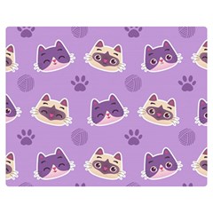 Cute Colorful Cat Kitten With Paw Yarn Ball Seamless Pattern Premium Plush Fleece Blanket (medium) by Bedest