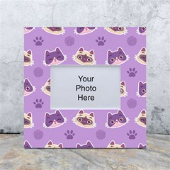 Cute Colorful Cat Kitten With Paw Yarn Ball Seamless Pattern White Box Photo Frame 4  X 6  by Bedest