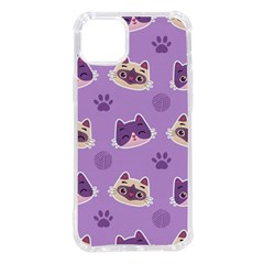 Cute Colorful Cat Kitten With Paw Yarn Ball Seamless Pattern Iphone 14 Plus Tpu Uv Print Case by Bedest