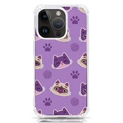 Cute Colorful Cat Kitten With Paw Yarn Ball Seamless Pattern Iphone 14 Pro Tpu Uv Print Case by Bedest