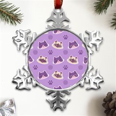 Cute Colorful Cat Kitten With Paw Yarn Ball Seamless Pattern Metal Small Snowflake Ornament by Bedest