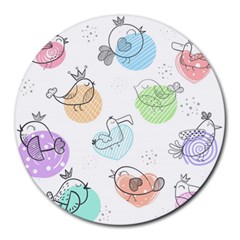 Cartoon Bird Cute Doodle Bird Round Mousepad by Bedest