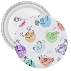 Cartoon Bird Cute Doodle Bird 3  Buttons by Bedest