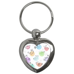 Cartoon Bird Cute Doodle Bird Key Chain (heart) by Bedest