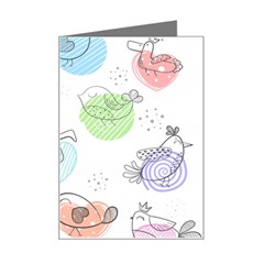 Cartoon Bird Cute Doodle Bird Mini Greeting Card by Bedest