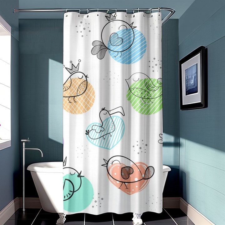 Cartoon Bird Cute Doodle Bird Shower Curtain 36  x 72  (Stall) 