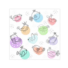 Cartoon Bird Cute Doodle Bird Square Satin Scarf (30  X 30 ) by Bedest