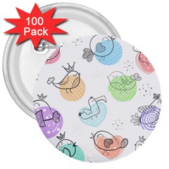 Cartoon Bird Cute Doodle Bird 3  Buttons (100 Pack)  by Bedest