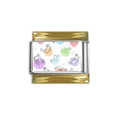 Cartoon Bird Cute Doodle Bird Gold Trim Italian Charm (9mm) by Bedest