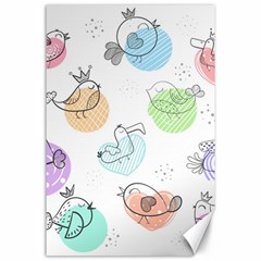 Cartoon Bird Cute Doodle Bird Canvas 24  X 36  by Bedest