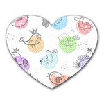 Cartoon Bird Cute Doodle Bird Heart Mousepad Front