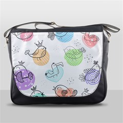 Cartoon Bird Cute Doodle Bird Messenger Bag by Bedest