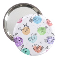 Cartoon Bird Cute Doodle Bird 3  Handbag Mirrors by Bedest