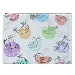 Cartoon Bird Cute Doodle Bird Cosmetic Bag (xxl) by Bedest